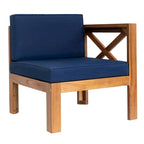 Natural Acacia Wood 5-Piece Outdoor Sectional Sofa Set with Water-resistant Fabric