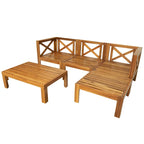 Natural Acacia Wood 5-Piece Outdoor Sectional Sofa Set with Water-resistant Fabric