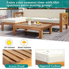 Outdoor Wood Sectional Sofa Set with Cushions