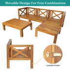 Outdoor Wood Sectional Sofa Set with Cushions