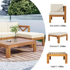 Outdoor Wood Sectional Sofa Set with Cushions