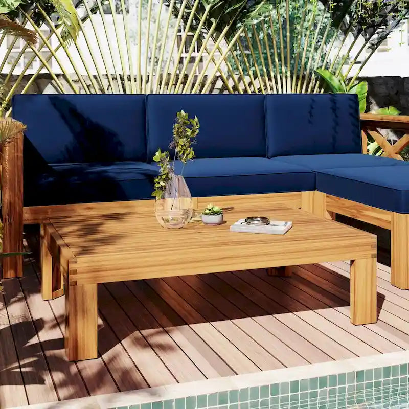 Outdoor Wood Sectional Sofa Set with Cushions