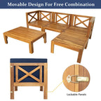 Outdoor Wood Sectional Sofa Set with Cushions