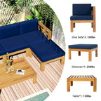 Outdoor Wood Sectional Sofa Set with Cushions