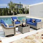 XIZZI 6-piece Patio Furniture Wicker Conversation Set with Swivel Chair