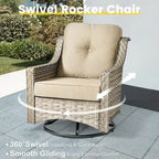 XIZZI 6-piece Patio Furniture Wicker Conversation Set with Swivel Chair