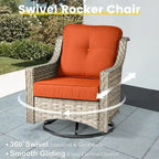 XIZZI 6-piece Patio Furniture Wicker Conversation Set with Swivel Chair