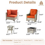 XIZZI 6-piece Patio Furniture Wicker Conversation Set with Swivel Chair