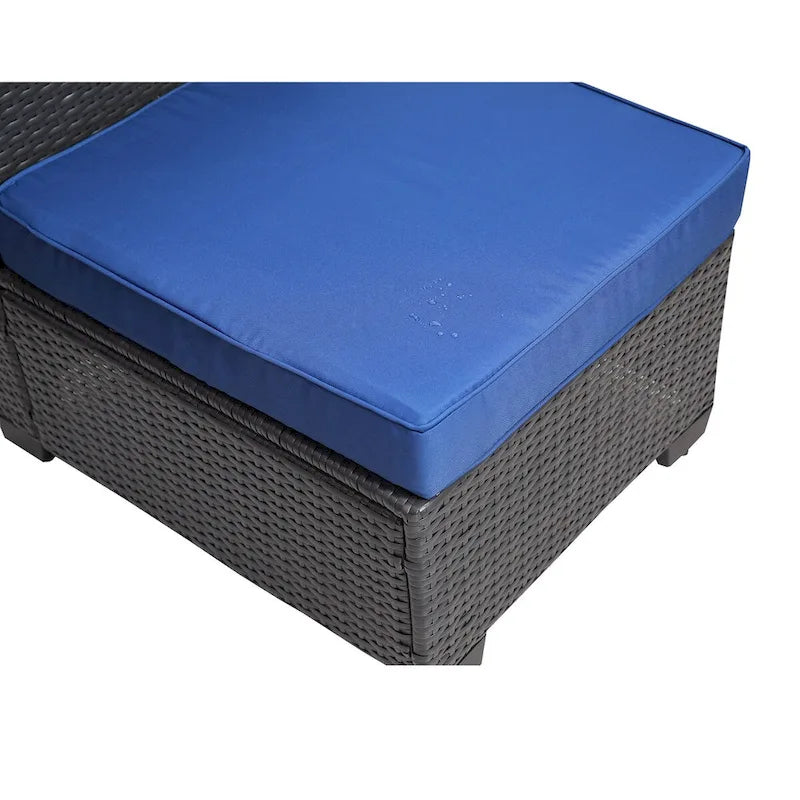 Black+Dark Blue 7-piece Outdoor Garden Patio Sofa Sets with Coffee Table, Rust-Resistant Metal Frame