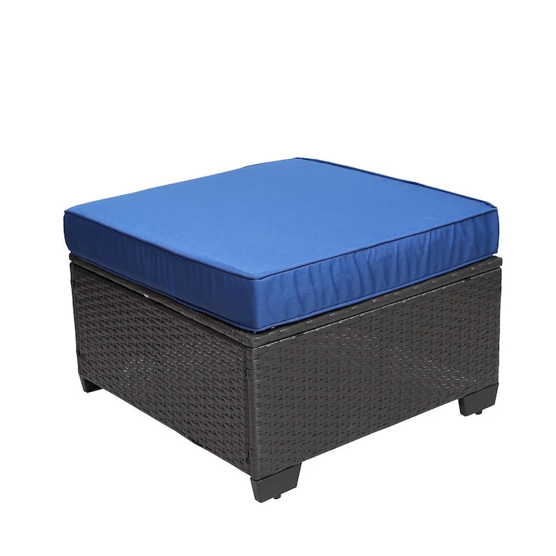 Black+Dark Blue 7-piece Outdoor Garden Patio Sofa Sets with Coffee Table, Rust-Resistant Metal Frame