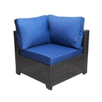Black+Dark Blue 7-piece Outdoor Garden Patio Sofa Sets with Coffee Table, Rust-Resistant Metal Frame