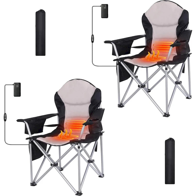 Heated Camping Chair, Heated Chair, Ski Chair, Folding Chair, Extra Wide & Thick Padding, Heavy Duty with Cooler