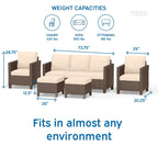 Nestl 5 Piece Wicker Patio Conversation Set - Outdoor Patio Sectional Furniture Set