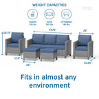 Nestl 5 Piece Wicker Patio Conversation Set - Outdoor Patio Sectional Furniture Set