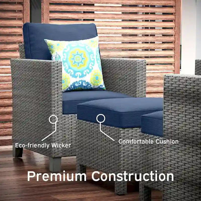 Nestl 5 Piece Wicker Patio Conversation Set - Outdoor Patio Sectional Furniture Set