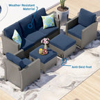 Nestl 5 Piece Wicker Patio Conversation Set - Outdoor Patio Sectional Furniture Set