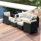 Nestl 5 Piece Wicker Patio Conversation Set - Outdoor Patio Sectional Furniture Set