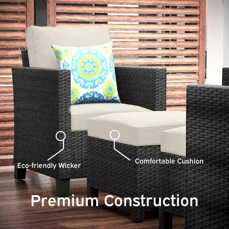 Nestl 5 Piece Wicker Patio Conversation Set - Outdoor Patio Sectional Furniture Set