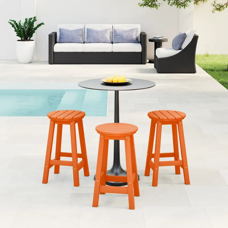 Polytrends Laguna Hdpe All Weather Outdoor Patio 24 Round Counter Stool (Set Of 3)