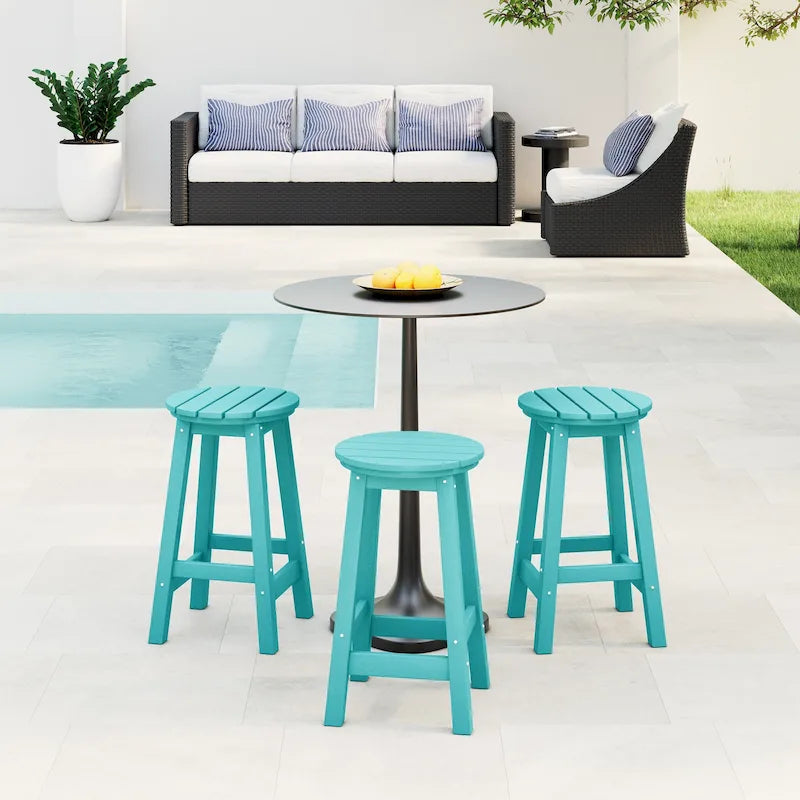 Polytrends Laguna Hdpe All Weather Outdoor Patio 24 Round Counter Stool (Set Of 3)