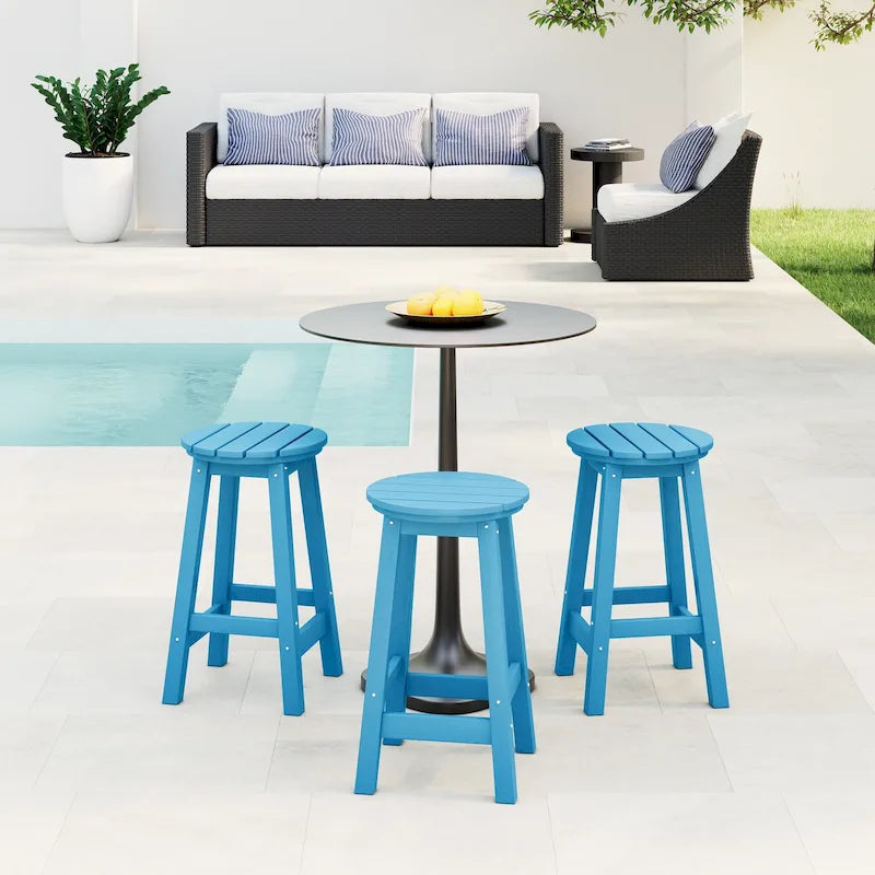 Polytrends Laguna Hdpe All Weather Outdoor Patio 24 Round Counter Stool (Set Of 3)