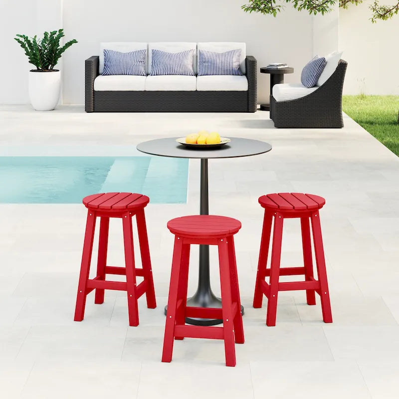Polytrends Laguna Hdpe All Weather Outdoor Patio 24 Round Counter Stool (Set Of 3)