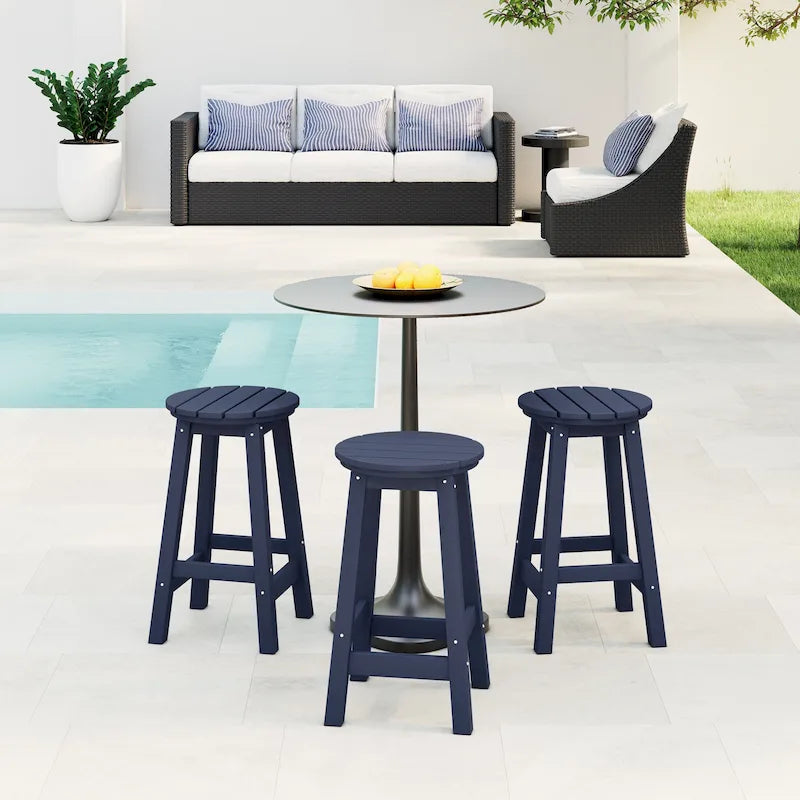 Polytrends Laguna Hdpe All Weather Outdoor Patio 24 Round Counter Stool (Set Of 3)