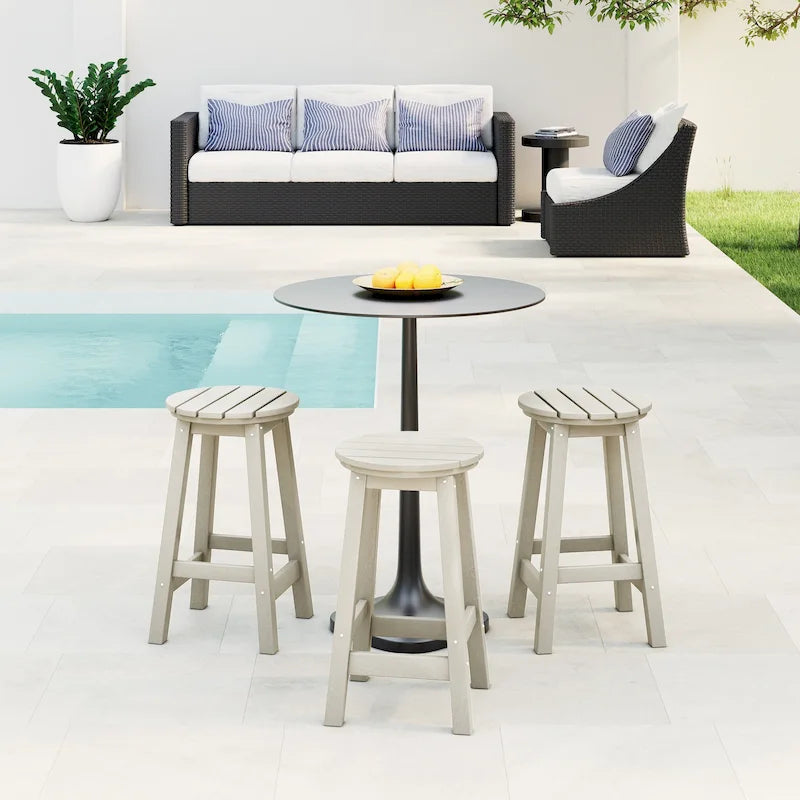 Polytrends Laguna Hdpe All Weather Outdoor Patio 24 Round Counter Stool (Set Of 3)