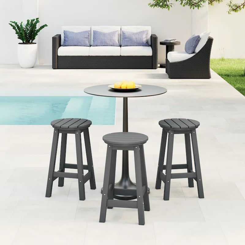 Polytrends Laguna Hdpe All Weather Outdoor Patio 24 Round Counter Stool (Set Of 3)