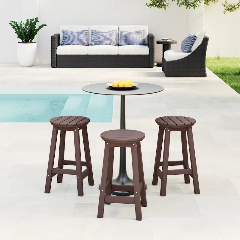 Polytrends Laguna Hdpe All Weather Outdoor Patio 24 Round Counter Stool (Set Of 3)