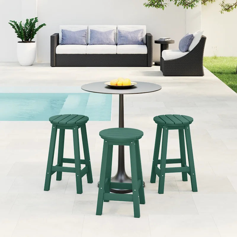 Polytrends Laguna Hdpe All Weather Outdoor Patio 24 Round Counter Stool (Set Of 3)