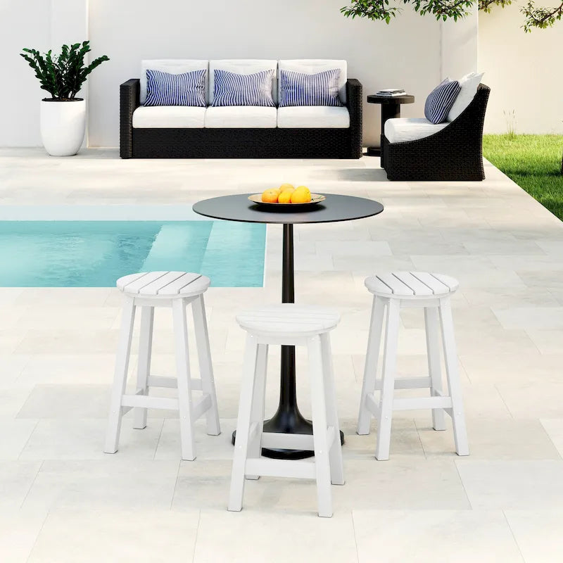 Polytrends Laguna Hdpe All Weather Outdoor Patio 24 Round Counter Stool (Set Of 3)