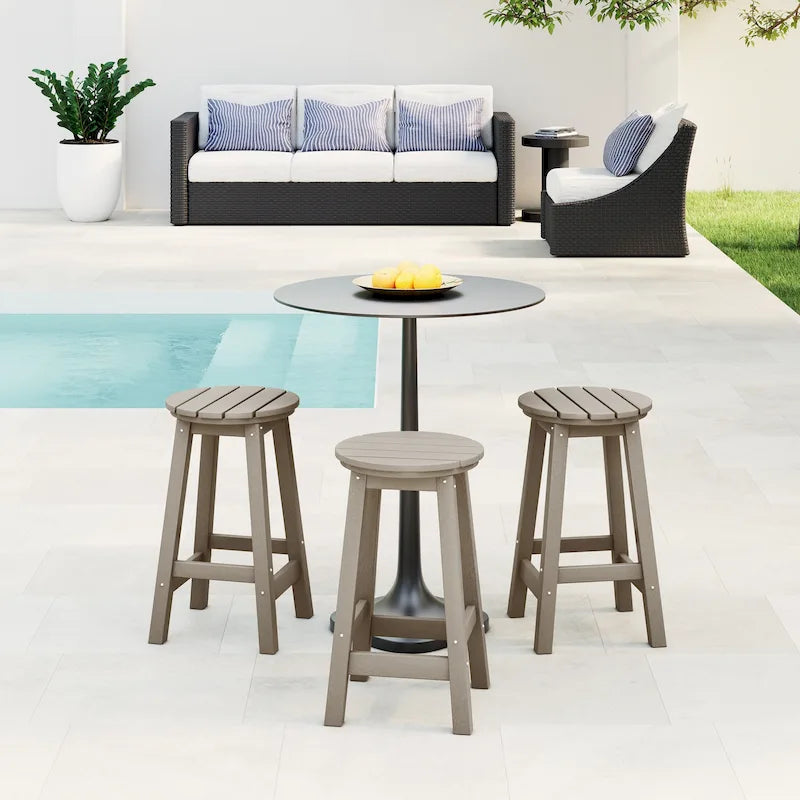 Polytrends Laguna Hdpe All Weather Outdoor Patio 24 Round Counter Stool (Set Of 3)