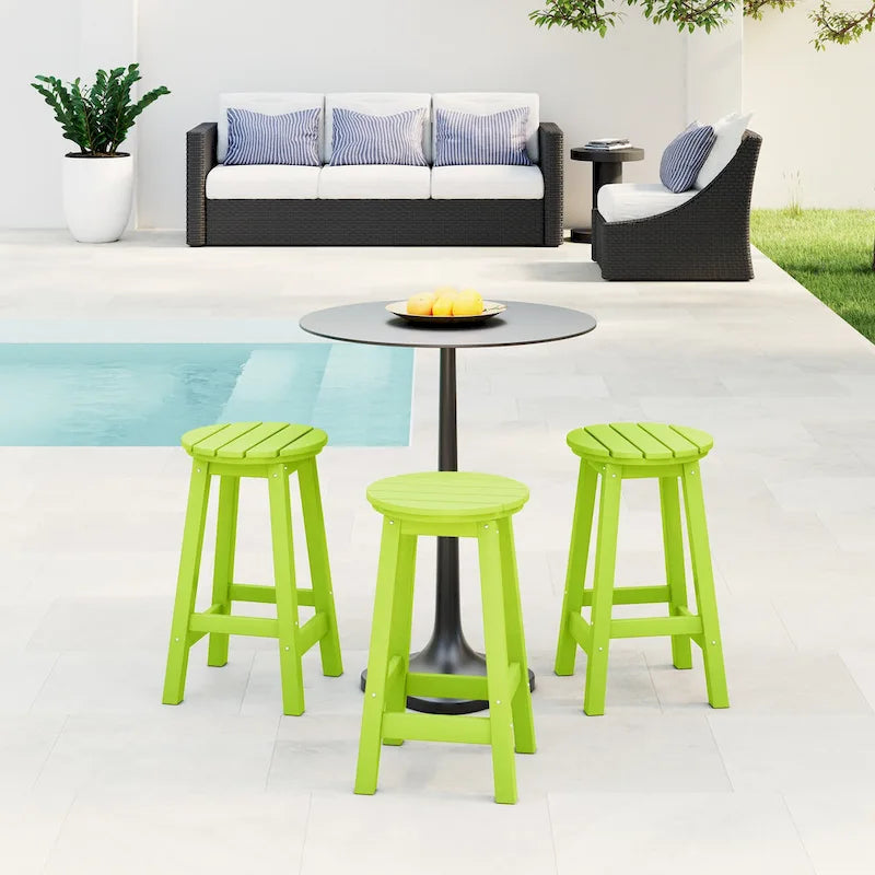 Polytrends Laguna Hdpe All Weather Outdoor Patio 24 Round Counter Stool (Set Of 3)