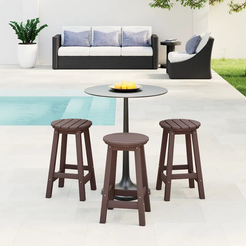 Polytrends Laguna Hdpe All Weather Outdoor Patio 24 Round Counter Stool (Set Of 3)
