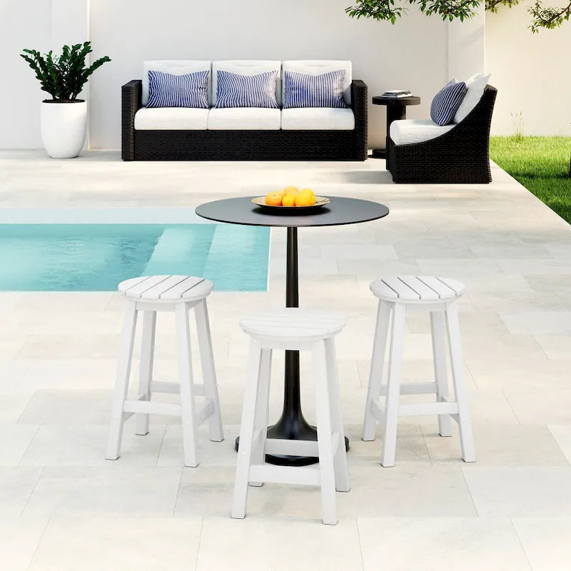 Polytrends Laguna Hdpe All Weather Outdoor Patio 24 Round Counter Stool (Set Of 3)