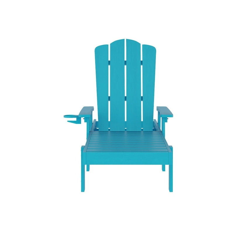 Set of 2 All-Weather Commercial Adjustable Lounge Chairs with Cupholders