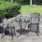 Patio Cast Aluminum Bistro Table and Chairs Set with