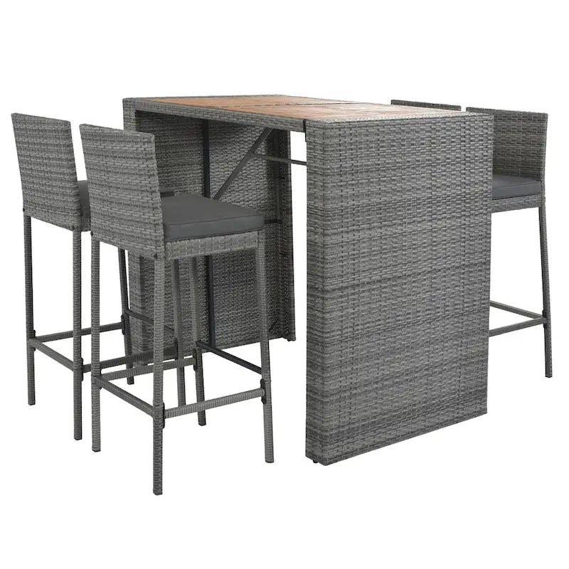 5-pieces Outdoor Patio Wicker Bar Set