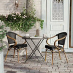 2 Pack All-Weather Commercial Paris Chairs with Arms and Metal Frame - N/A