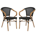 2 Pack All-Weather Commercial Paris Chairs with Arms and Metal Frame - N/A