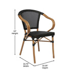 2 Pack All-Weather Commercial Paris Chairs with Arms and Metal Frame - N/A
