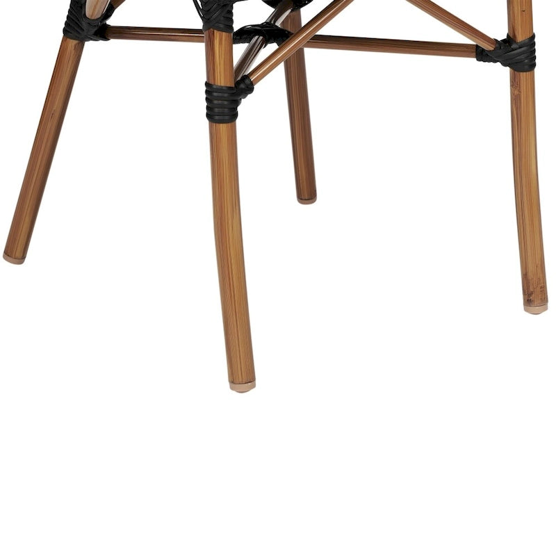 2 Pack All-Weather Commercial Paris Chairs with Arms and Metal Frame - N/A
