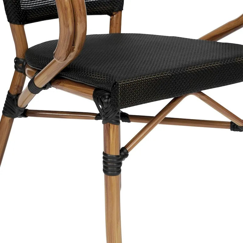 2 Pack All-Weather Commercial Paris Chairs with Arms and Metal Frame - N/A