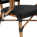 2 Pack All-Weather Commercial Paris Chairs with Arms and Metal Frame - N/A