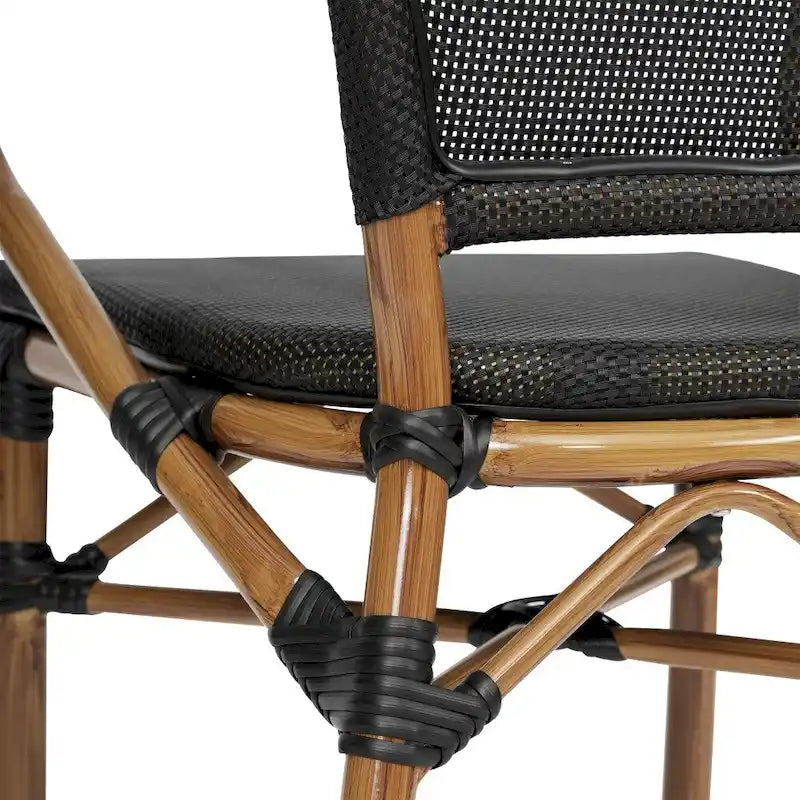 2 Pack All-Weather Commercial Paris Chairs with Arms and Metal Frame - N/A