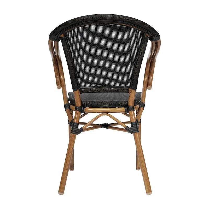2 Pack All-Weather Commercial Paris Chairs with Arms and Metal Frame - N/A