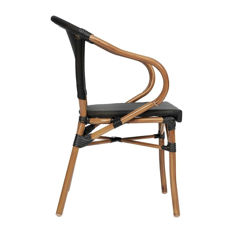 2 Pack All-Weather Commercial Paris Chairs with Arms and Metal Frame - N/A