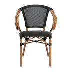 2 Pack All-Weather Commercial Paris Chairs with Arms and Metal Frame - N/A