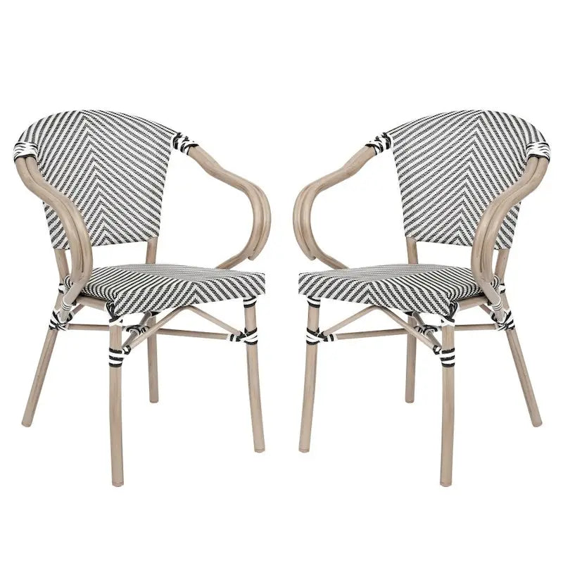2 Pack All-Weather Commercial Paris Chairs with Arms and Metal Frame - N/A
